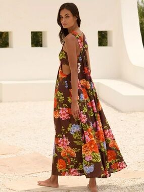 anthropologie brown floral dress Anthropologie Brown Floral Long Sleeve Dress